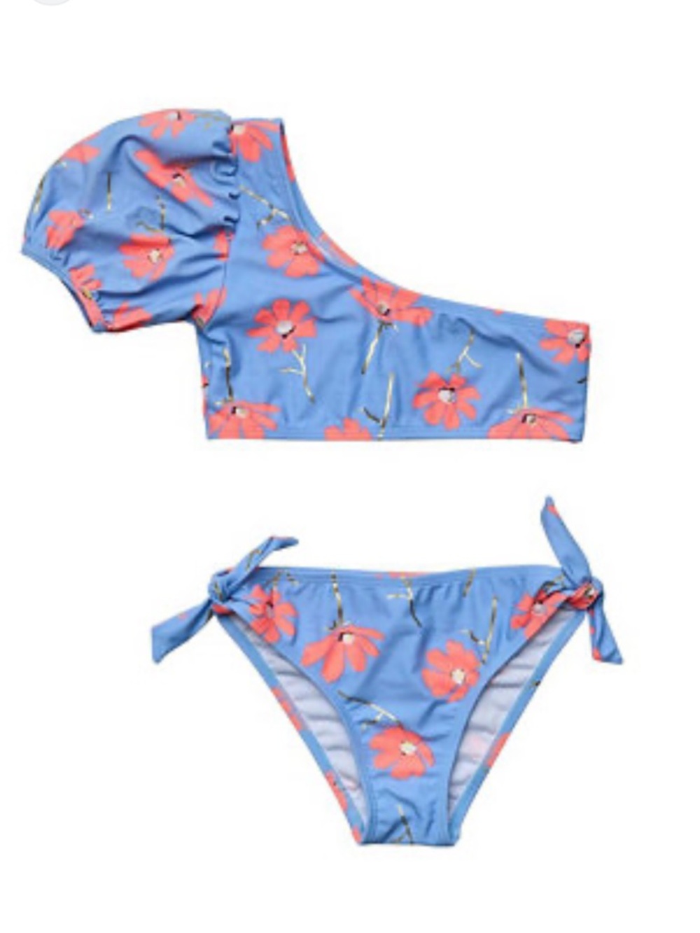Snapper Rock Beach Bloom One Shoulder Puff Bikini Girls Size 16 NWT